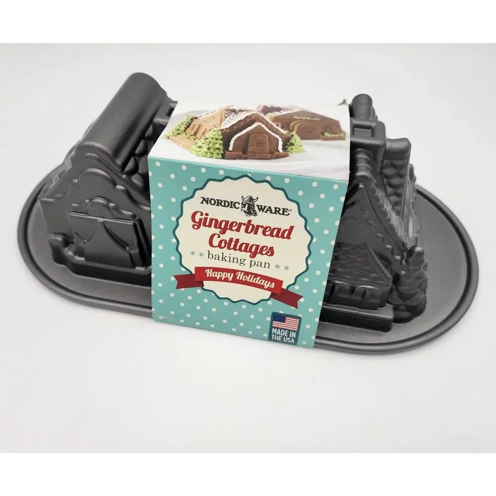 Nordic Ware Mini Gingerbread House Cottage Duet Baking Pan Mold 5 Cup - New